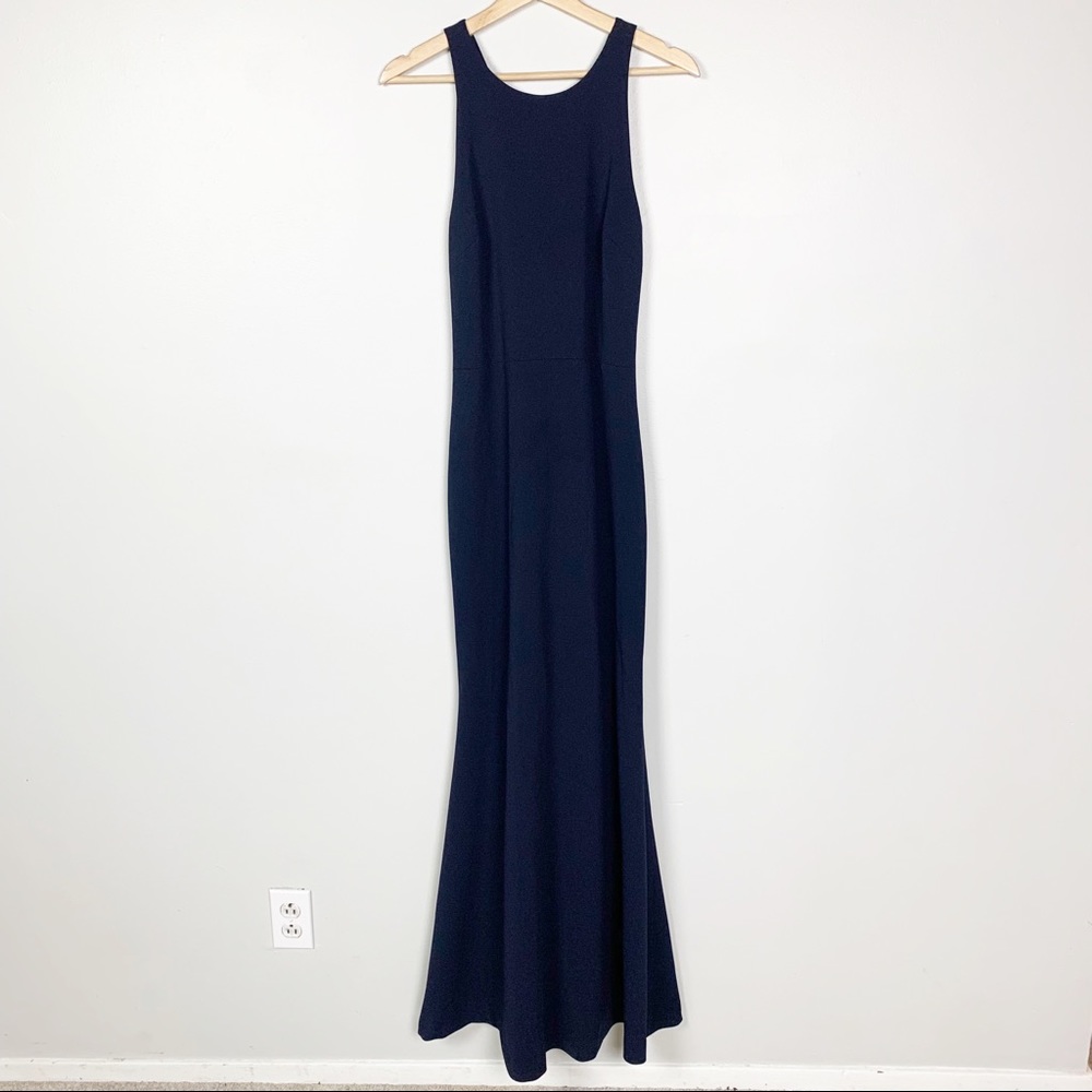 BHLDN Classy Navy Maxi Dress Criss Cross Straps 10 - Picture 3 of 14